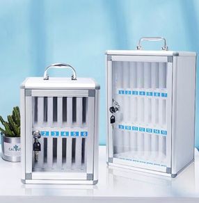 Slots Cell Phone Locker Box Aluminum Alloy Lockable Military School Classrooms Put Mobile Phone Management Storage Cabinets On The Wall (Color : Silver, Size : 12)
