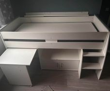 Childrens bed with pull out desk and storage