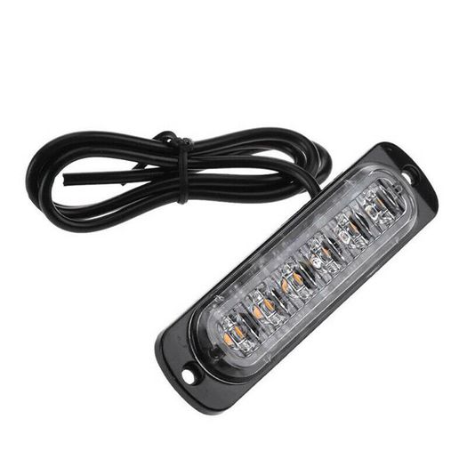6x Waterproof Amber 6 LED Car Truck Warning Lights Lamp DC 12V