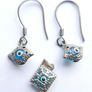 Vintage Sterling Silver 925 Blue Evil Eye Earrings and Pendant 2,1g Image 7