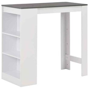 Bar Table with Shelf White 110x50x103 cm - Free Delivery Nationwide