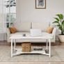 2-Tier Coffee Table with Open Shelf for Spacious Storage, Coffee Desk, Industrial-Style for Living Room, Home, Office White Marble (FREE POSTAGE) Image 4