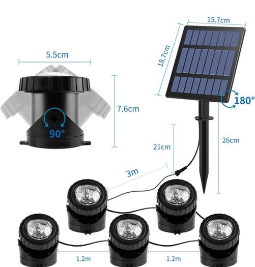 Solar Pond Lights, 5-in-1 Submersible Pond Light Outdoor Solar Landscape Spotlight Underwater Lights IP68 Waterproof Amphibious Lighting Light 2 Modes for Pond,Garden,Outdoor (FREE POSTAGE)