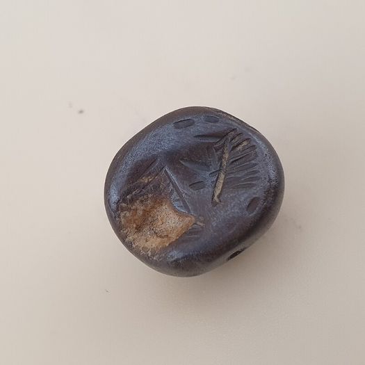 Antique Hematite Intaglio Carved Amulet Bead