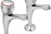 Profile Chrome High Neck Pair Sink Pillar Taps | Solid Brass