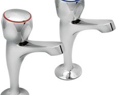 Profile Chrome High Neck Pair Sink Pillar Taps | Solid Brass