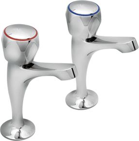 Profile Chrome High Neck Pair Sink Pillar Taps | Solid Brass