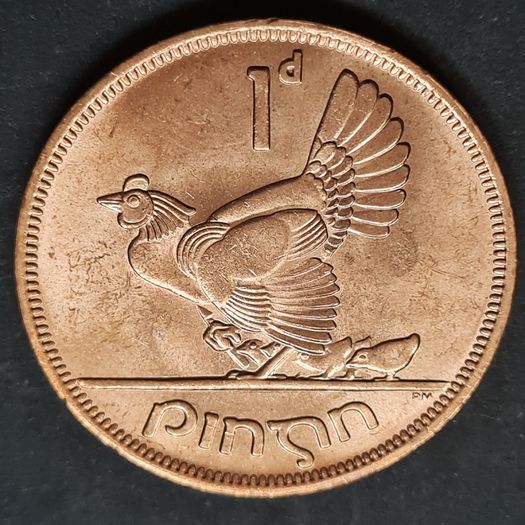 Excellent Chickless BU Ireland 1968 1d Penny Missing Chick Variety Error coin.