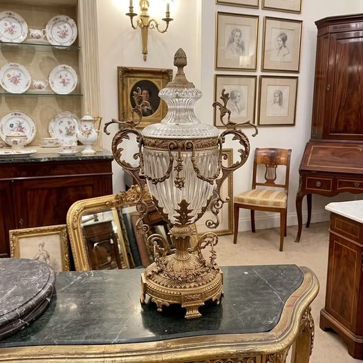 Large High quality brass and glass vase or lamp