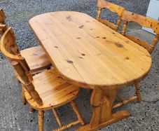 Solid Pine Dining Table & 4 Matching Chairs