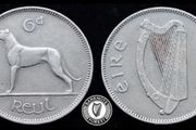 [#2519] - Ireland 1955 | Irish 6d | Six Pence | Wolfhound | KM.13a