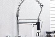Wall-Mounted Kitchen Tap with Pull-Out Spray  360 deg Rotating Dual-Function Mixer Tap (Matte Black / Chrome Finish)
