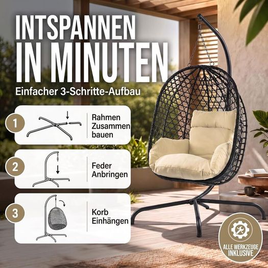 Hanging Chair with Frame Hanging Basket - Indoor and Outdoor Hanging Chair