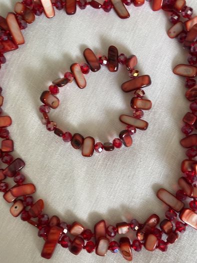 Necklace and Matching Bracelet - Shell and Beads
