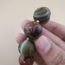 Vintage Etched Carnelian & Nutural Suliemani Agate Big Beads Bracelet Image 3