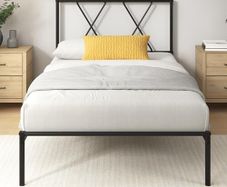 Modern 3ft Single Metal Bed Frame with Headboard