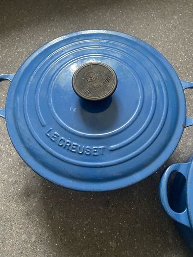 Le Creuset Cast Iron Casserole Dish Dutch Oven with Lid 24 and 22 Blue Enamel