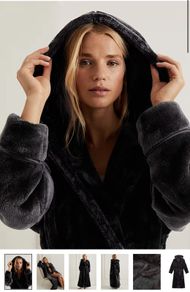 Marks and Spencer Purple Luxury Velvet Touch Fleece Dressing Gown with hood from Rosie