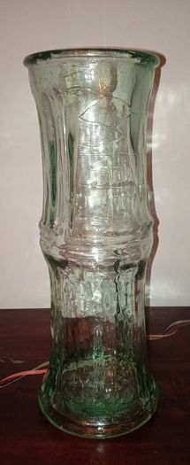 Collectable Bamboo Shaped Large Heavy Vase Green Recycled Glass.