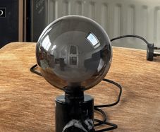 Modern Black Marble Base Table Lamp with Smoked Glass Globe