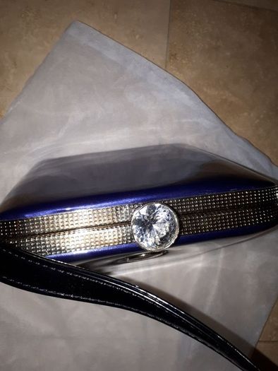 Navy Patent PEACH Handbag