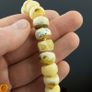 Rare White Baltic Amber Beaded Bracelet with 3mm Gold Plated Spacers for Men Women Unisex Unique Amber Bracelet for Adult Image 2