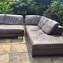 Premium Dark Brown Leather Corner Sofa & Matching Storage Ottoman Image 4