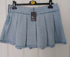 New Ladies Denim Pleated Skirt Size 14