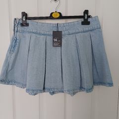 New Ladies Denim Pleated Skirt Size 14