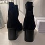Black Leather Block Heel Boots Size 6 Image 4