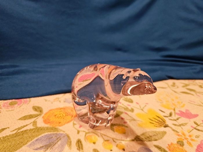 Vintage Wedgwood Crystal Glass Polar Bear Paperweight ,Ornament,