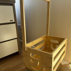 Wooden storage with hanging rail
