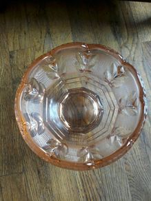 Vintage glass bowl/ pink glass