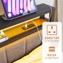King Size Bed Frame with Storage and LED Lights,5ft Metal Platform Bed Frame King Size Bed Base with Charging Station,Mattress Base,Strong Slats Support,Under-bed Storage,Noise Free,Grey Image 6