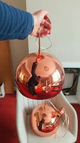 Copper ball pendant ceiling light x2