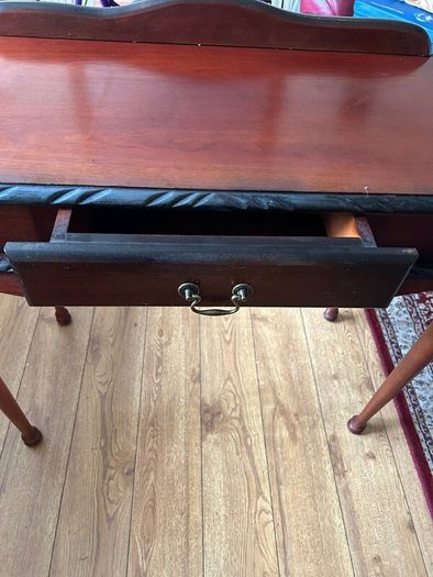 Mahogany console table and picture
