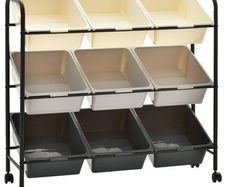 _9-Basket Toy Storage Trolley Ombre Plastic