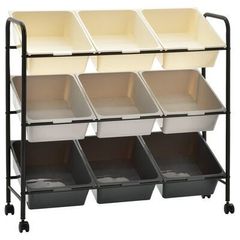 _9-Basket Toy Storage Trolley Ombre Plastic
