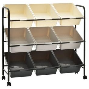 _9-Basket Toy Storage Trolley Ombre Plastic