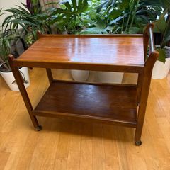 Vintage Two Tier Serving Trolley Exquisite Mid-century Teak Bar Drinks Trolley