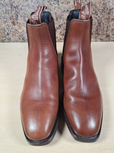 Mens Rm Williams Comfort Craftsman Chelsea Boots Dark Tan Size Uk 8 H Wide Foot