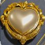 Faux Pearl Vintage Heart Scarf Clip, Gold Tone Image 2