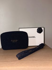 Authentic Chanel beauty tweed pouch