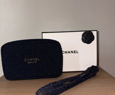 Authentic Chanel beauty tweed pouch