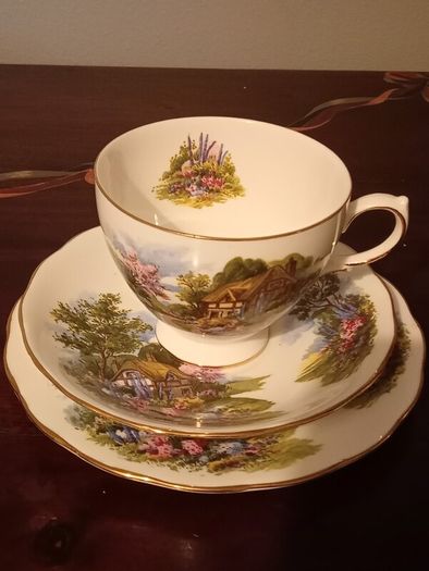 Vintage Royal Vale " Country Cottage". 22 pieces Tea Set, Bone China England.