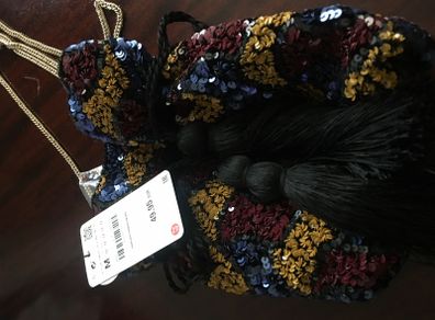 Zara embroidered  bag with tussels. New.