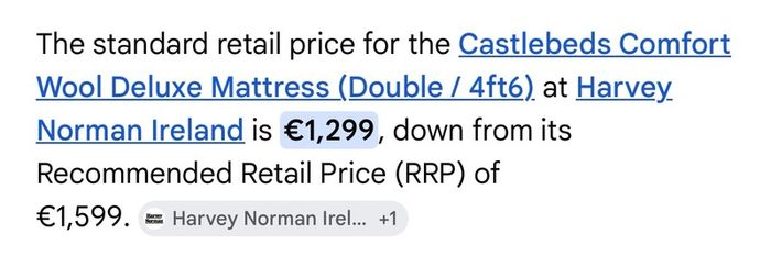 Double mattress from Harvey Norman shop