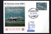 1977 Great Britain Concorde Flight Unaddressed Cover First Charter Flight From London to Puerto Rico for World Summit Conference typing 12p Parliamentary Conference Commemorative Stamp
