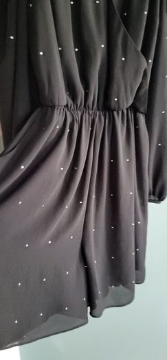 NEXT black chiffon layered playsuit with diamante detail Sz 6UK (Fit 8UK) - Bnwt Rrp 63