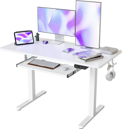NEW SALE | Height Adjustable Electric Standing Desk with Keyboard Tray, 120 x 60 cm Sit Stand up Desk